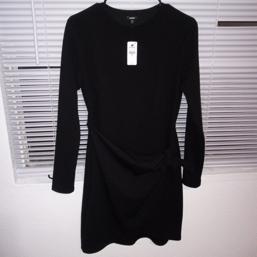Elegant Black Wrap Dress,Size M - Picture 3 of 13